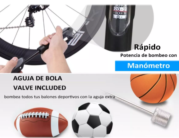 Mini Bombin Portátil con manometro